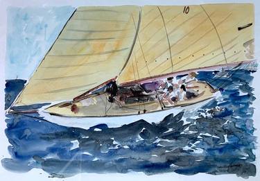 Original Illustration Sailboat Paintings by Arnaud Faugas
