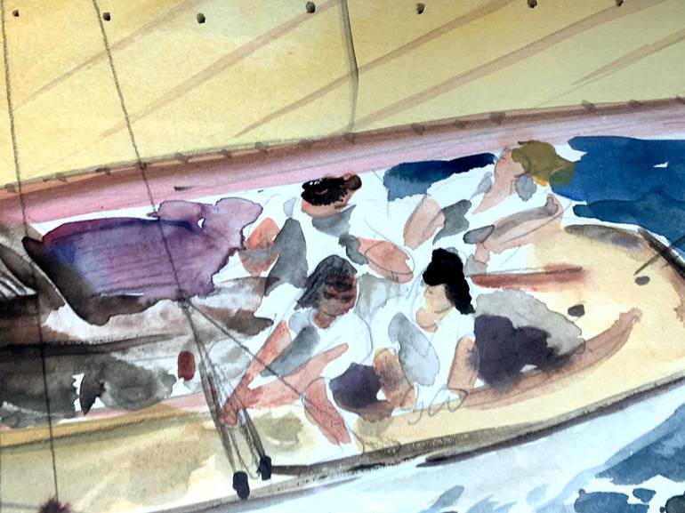 Original Illustration Sailboat Painting by Arnaud Faugas