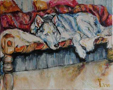 Original Expressionism Dogs Paintings by Yolande de Vlugt