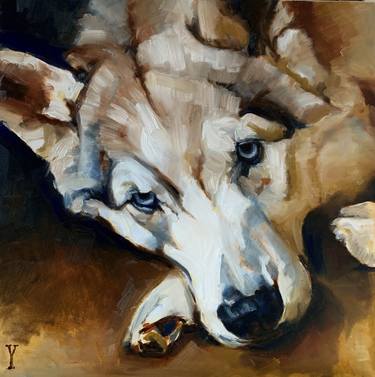 Original Figurative Dogs Paintings by Yolande de Vlugt