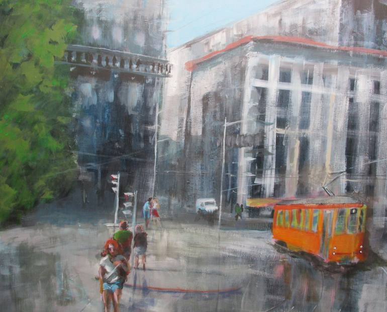 Original Figurative Cities Painting by Rosalind Roberts