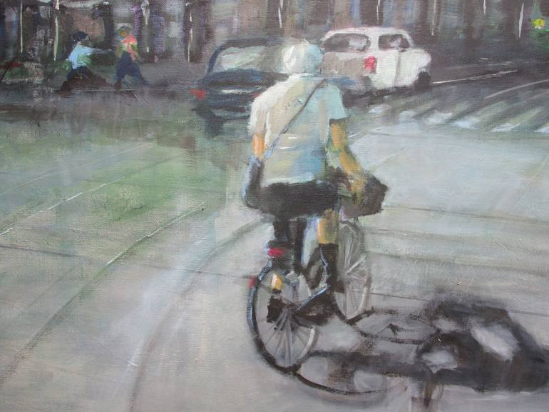 Original Figurative Bicycle Painting by Rosalind Roberts