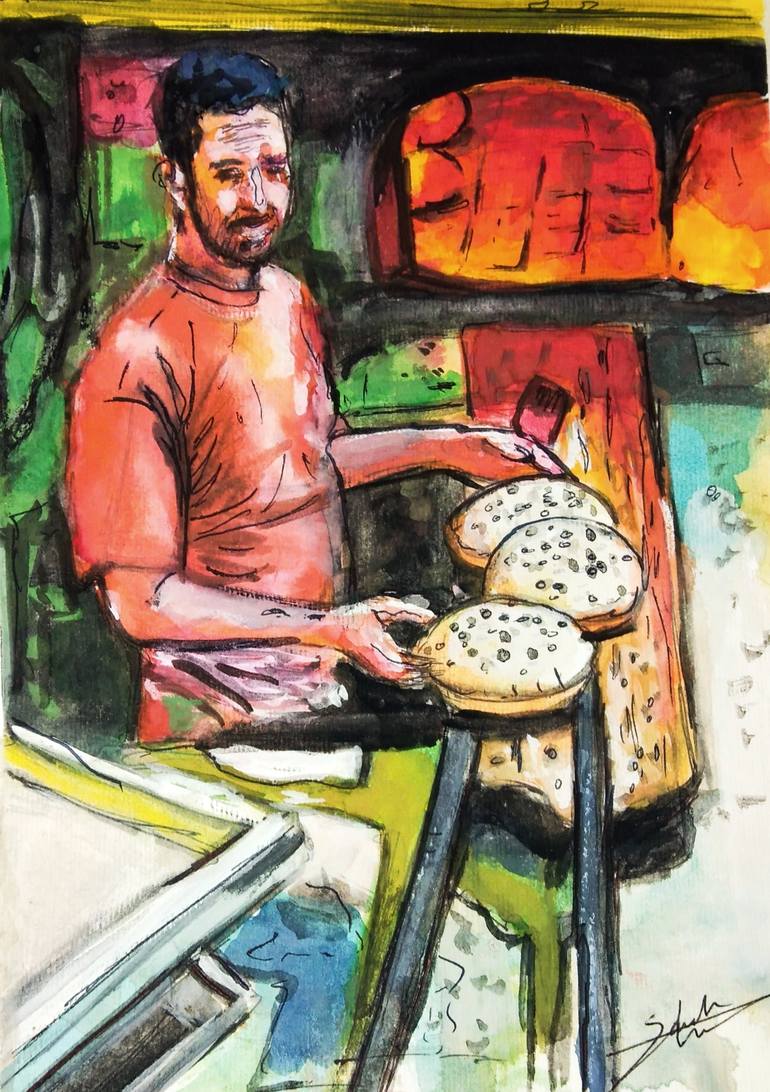 The baker Painting by Sarah Hussein Saatchi Art