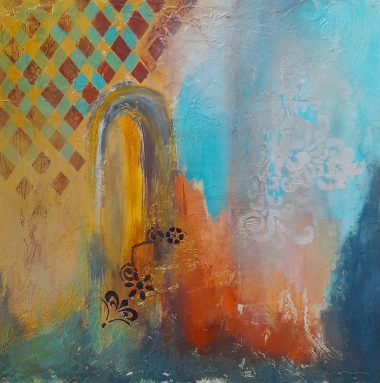 Original Architecture Painting by Roser Jb | Abstract Art on Canvas | Holidays in the Riad