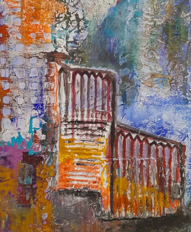 Original Abstract Architecture Painting by Roser JB