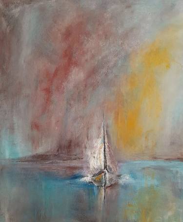 Original Abstract Sailboat Paintings by Roser JB