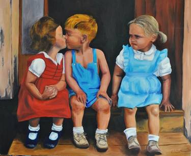 Original Figurative Children Painting by Michel Reche
