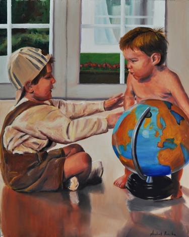 Original Figurative Children Painting by Michel Reche