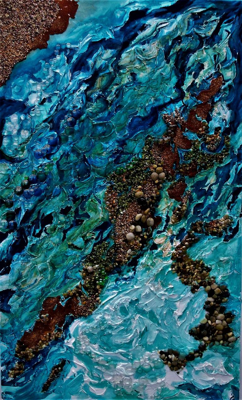 Original Abstract Water Painting by Paula Letherblaire