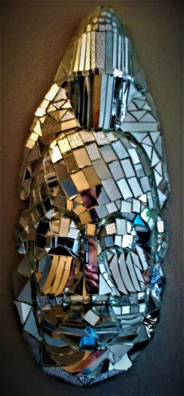 African Mask, Mosaic Mirror Glass on Wood thumb