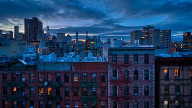 The Clock Starts Now - (Terror Is Temporary) Dusk in China Town Lower East Side Manhattan thumb