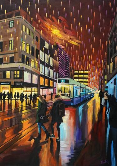 Original Expressionism Cities Paintings by Li Tellenbach-Guo