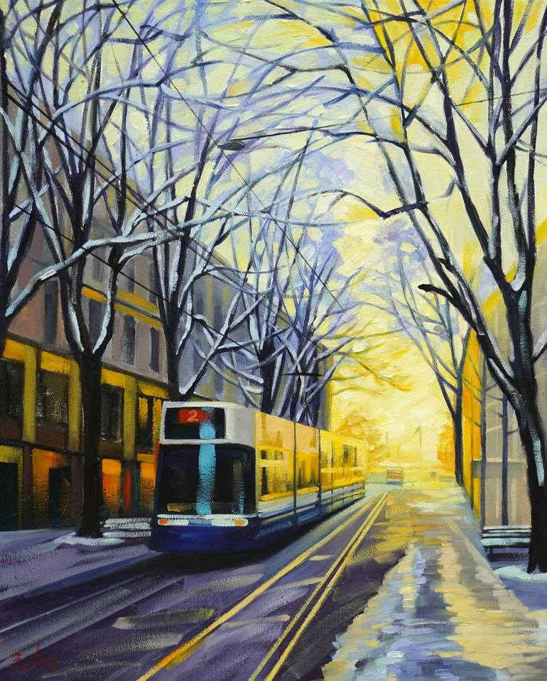 Original Cities Painting by Li Tellenbach-guo | Expressionism Art on Canvas | Walk Me To The Lake