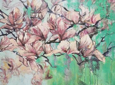 Print of Expressionism Floral Paintings by Li Tellenbach-Guo