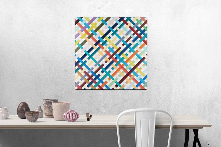 Original Abstract Geometric Painting by Alejandro Hyam