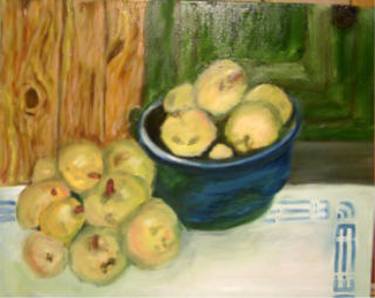 Pears in a blue bowl thumb