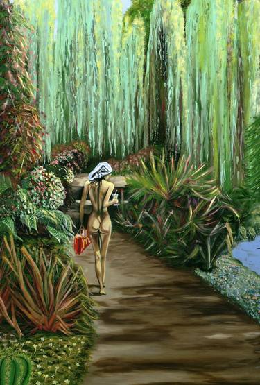 Adam is waiting for his Eva 2 - original oil painting on canvas prints gift nude fast food interior decor design nature paradises thumb