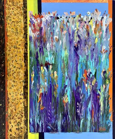 "Golden Meadow" - original oil acrylic painting on canvas home interior abstract decor gift idea thumb