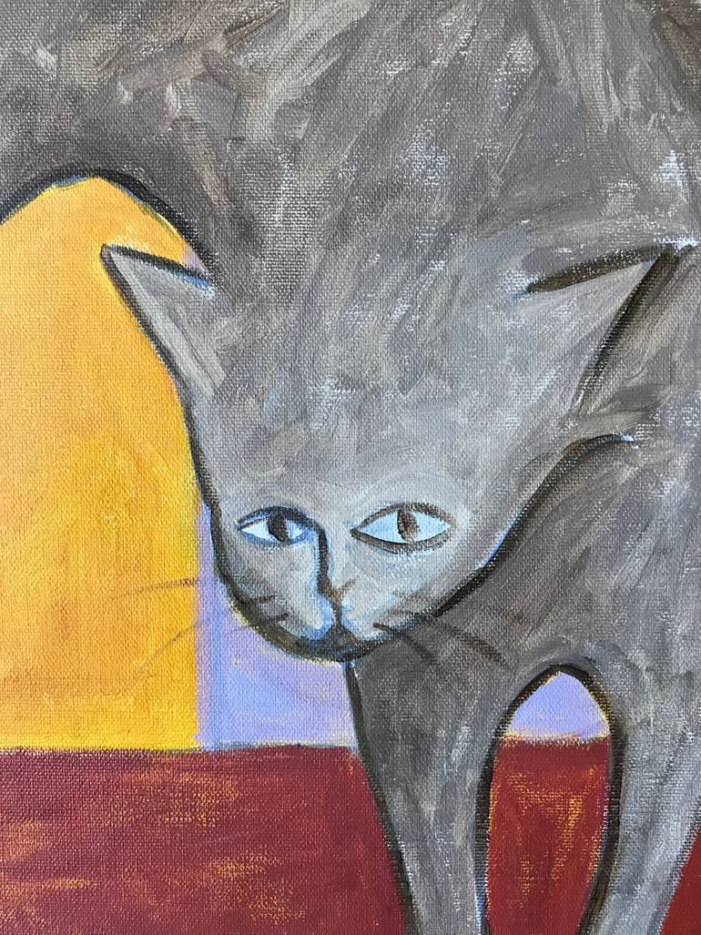 Original Expressionism Cats Painting by K Lewis