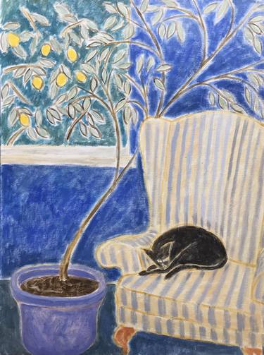 Original Expressionism Cats Paintings by K Lewis