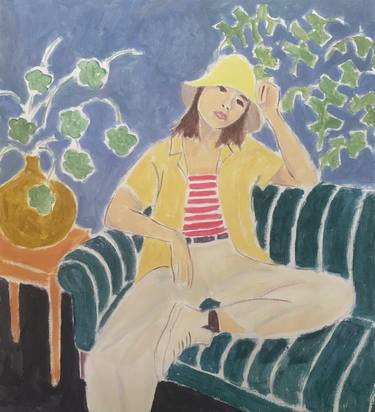 Interior with Woman in Yellow Hat thumb