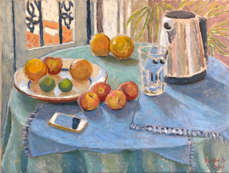 Nectarines Painting by K Lewis | Saatchi Art Finland