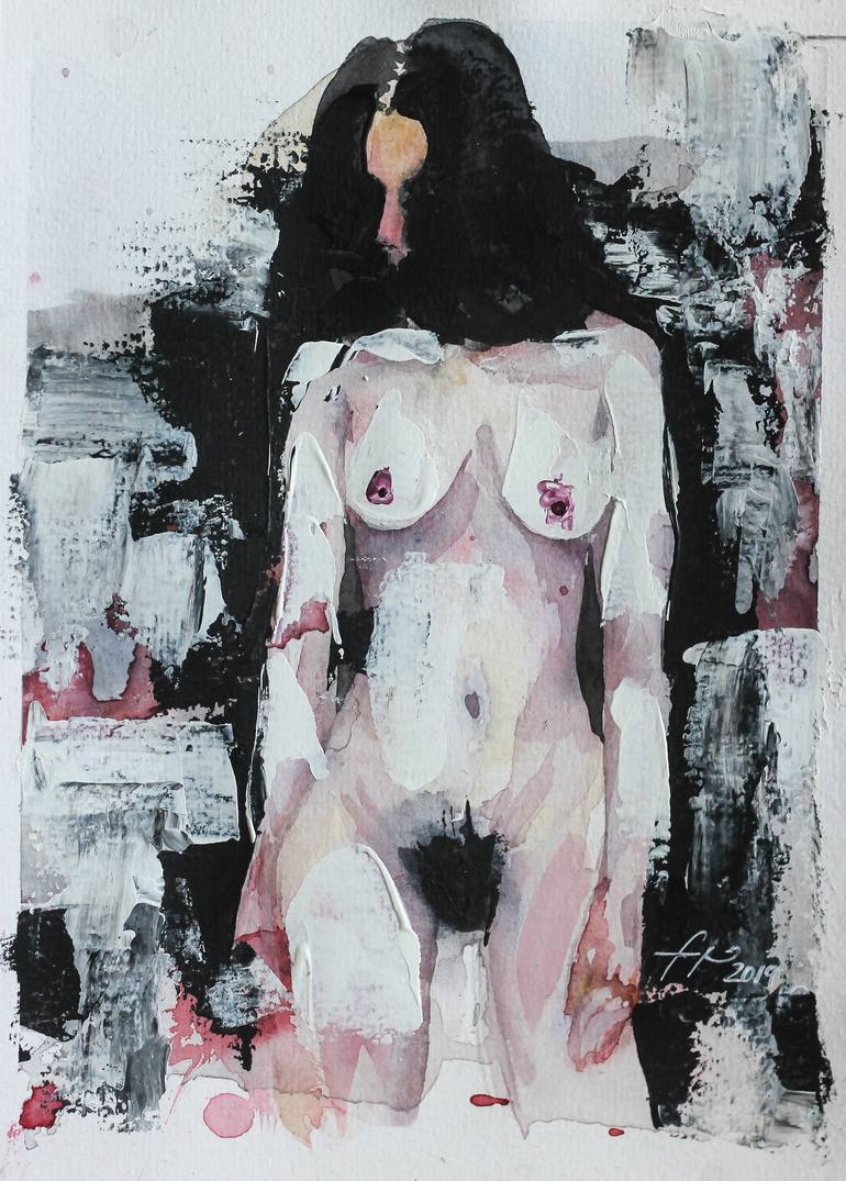 Original Abstract Expressionism Nude Painting by Franca Franchi