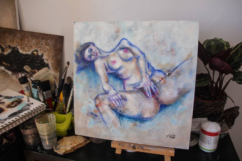 Original Expressionism Erotic Painting by Franca Franchi