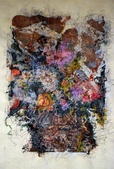 Original Expressionism Floral Collage by Aby Mackie