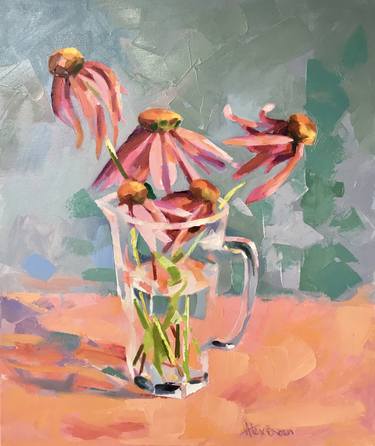 Echinaceas in a water jug thumb