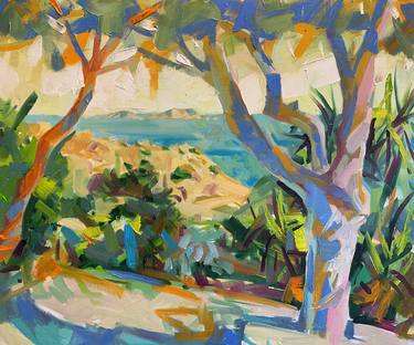 Saatchi Art Artist Alex Brown; Paintings, “View of Paximadia islands through the olive tree, afternoon.” #art