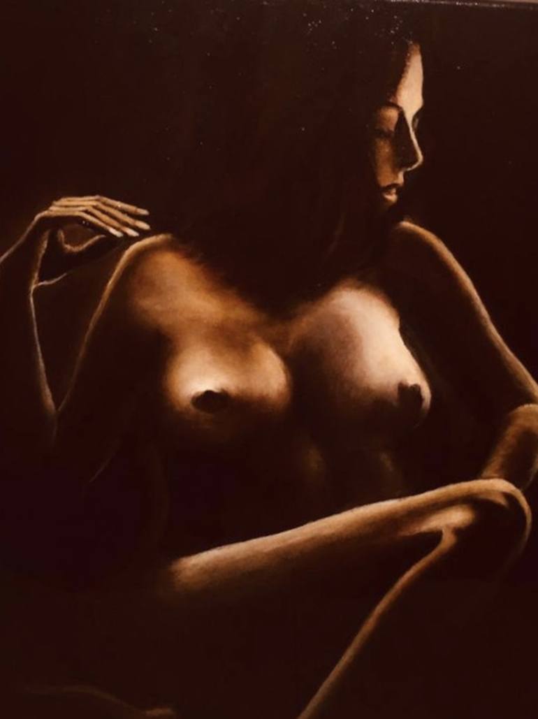 Nude in Sepia Painting by Meera Kumar | Saatchi Art