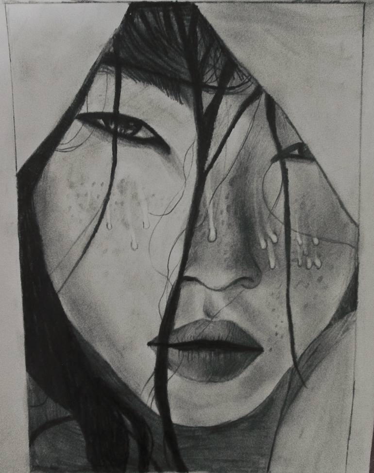 girl in water Drawing by Fay Khalid | Saatchi Art