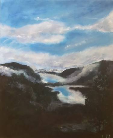 Mountain and lake painting thumb