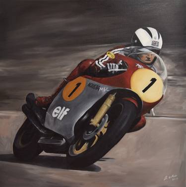 Original Realism Motorcycle Paintings by Jos Schoot Uiterkamp