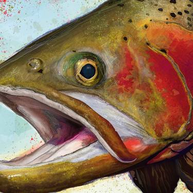 Greenback Cutthroat Trout Head Painting - Limited Edition of 50 thumb