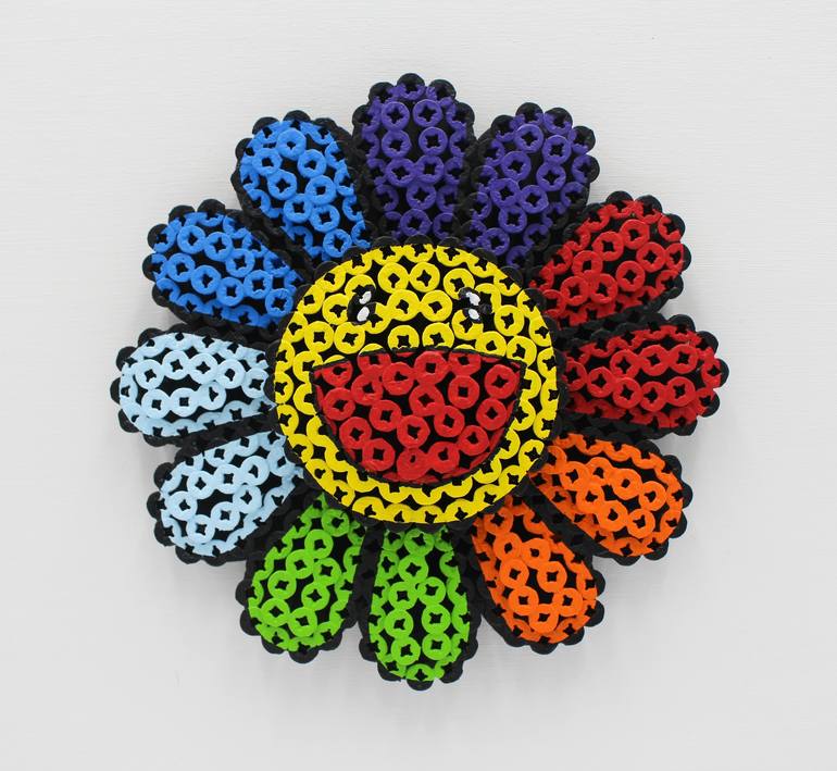 Mini Murakami Flower Multicolor Sculpture By Alessandro Padovan 