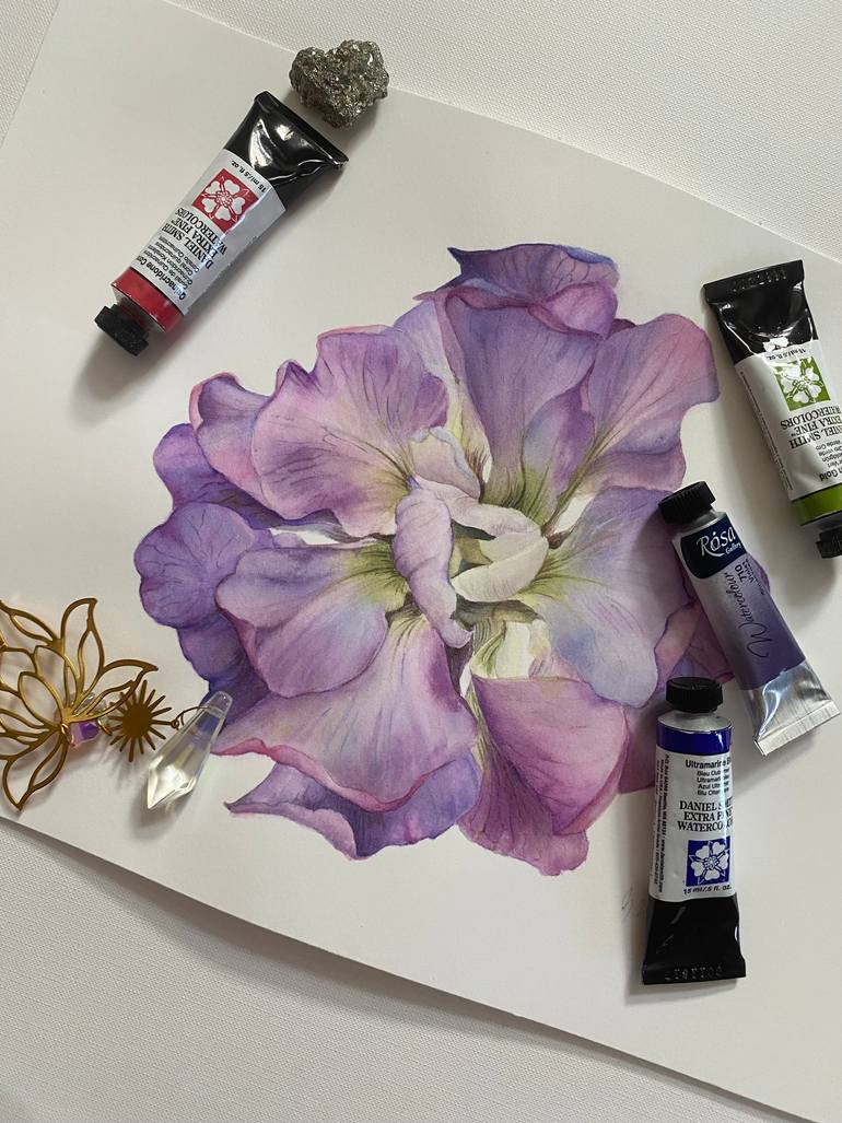 Original Photorealism Botanic Painting by Viktoriia Kolesnykova