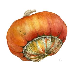 Festive Orange Pumpkin with green stripes