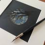 black tree branches against the backdrop of a moon