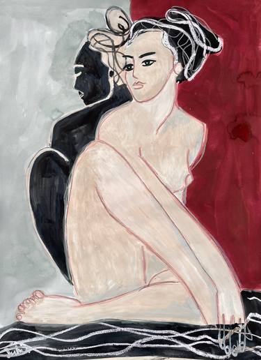 Original Expressionism Nude Drawings by Juliet James