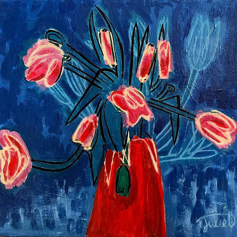 Print of Abstract Expressionism Floral Painting by Juliet James