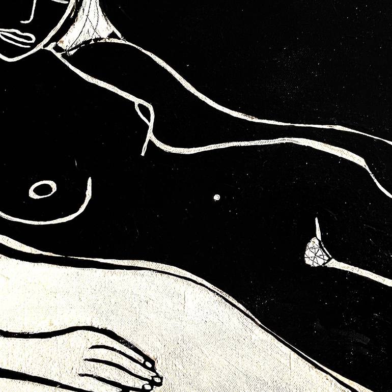 Original Black & White Nude Painting by Juliet James