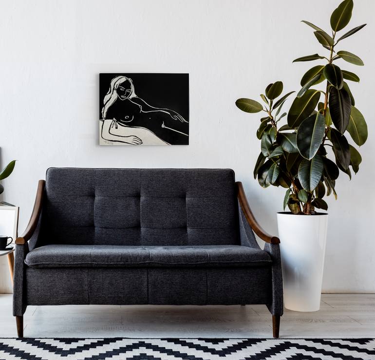 Original Black & White Nude Painting by Juliet James