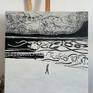 monochrome painting on an easel