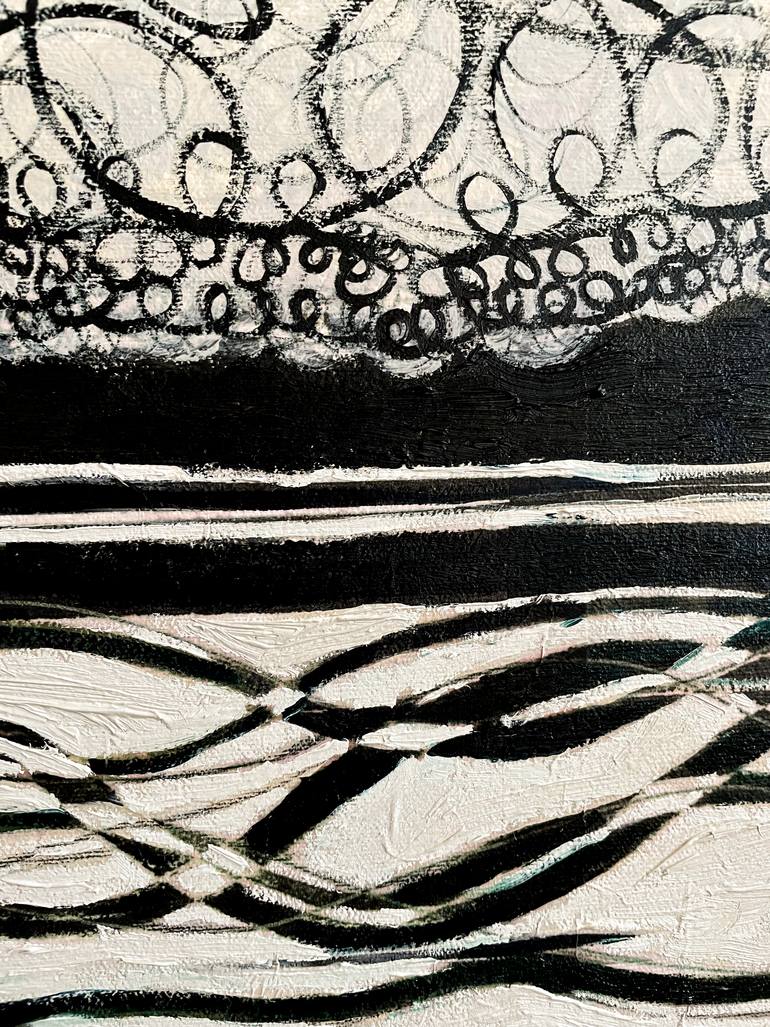 Original Black & White Seascape Painting by Juliet James