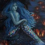 Blue Mermaid with floating lights by Mon Jones