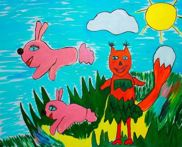 Original Conceptual Children Painting by Elsa Vainer