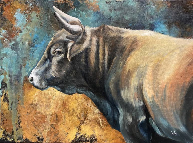 Bull Oil on canvas Painting by Alexandra Volodina | Saatchi Art