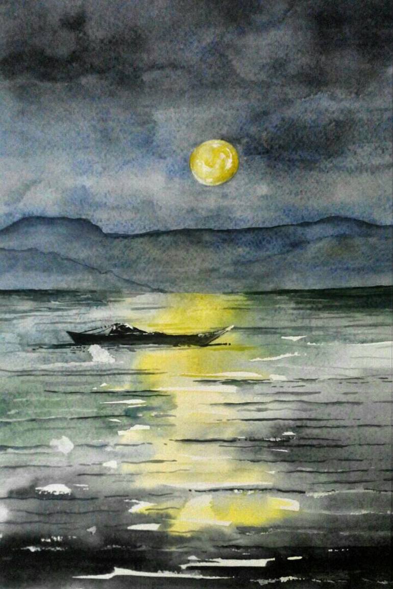 Moon shimmer Painting by Sasha Art | Saatchi Art